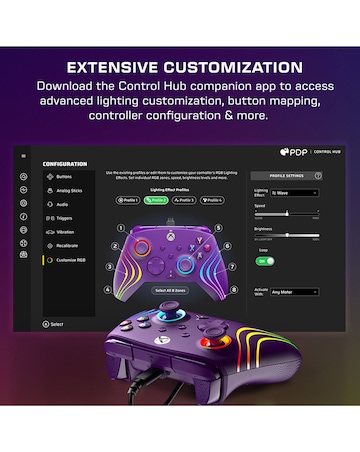 Turtle Beach Afterglow Wave Wired RGB Gaming Controller for Xbox & PC - Purple