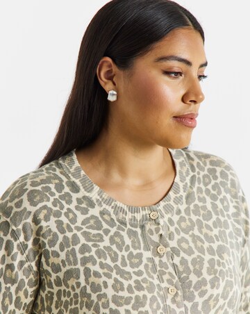 Eversoft Leopard Print Crew Neck Cardigan