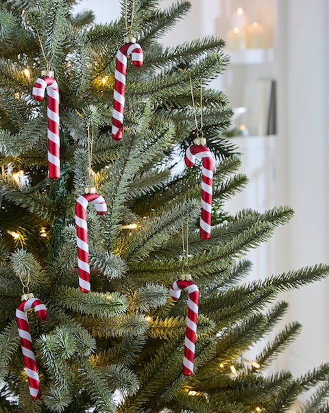 New In - Set of 6 Glass Hanging Candy Canes