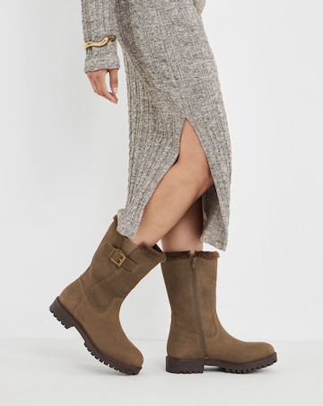 Maryse Faux Fur Trim Flat Calf Boots - Extra Wide Fit (EEE)