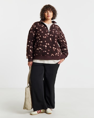 Simply Be Doe Print Half Zip Borg