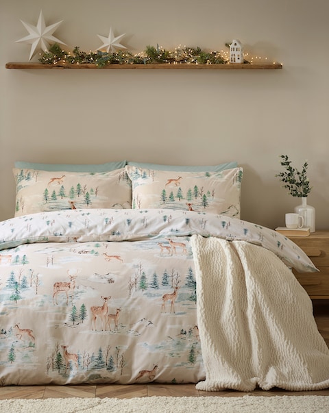 Catherine Lansfield Brushed Christmas Deer Duvet Cover Set