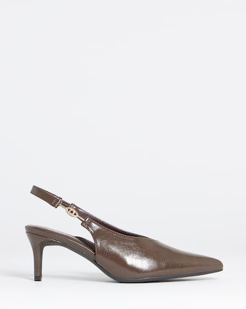 Alessia Buckle Slingback Pointed Kitten Heel Shoes - Wide Fit (E)