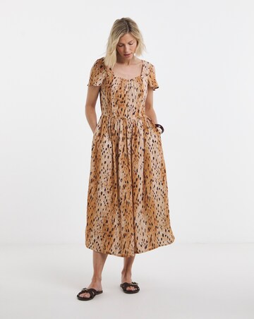 Linen Square Neck Tea Dress