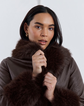 Simply Be Chocolate Faux Leather Trench Coat