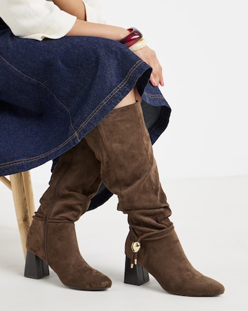 Sabrina Rouched Pointed Knee High Boots - Extra Wide Fit (EEE) & Super urvy Calf