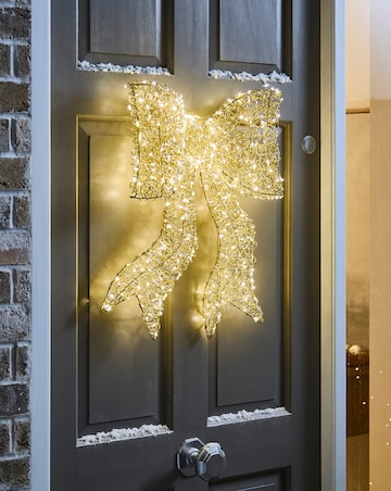 Gold Spiral Twirl Bow - Warm White Light