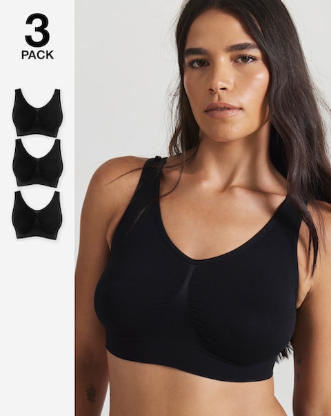 Pretty Secrets (3 Pack) Comfort Tops (Fits Up To D) Black