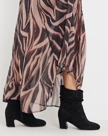 Gabby Soft Ruched Block Heel Ankle Boots - Wide Fit (E)