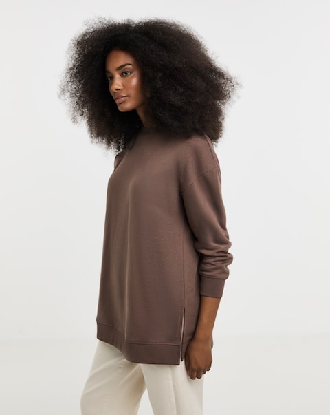 Simply Be Chocolate Side Split Sweatshirt Tunic
