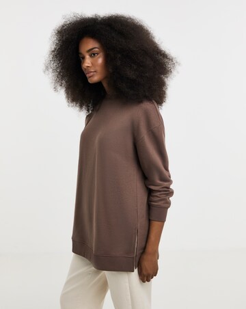 Simply Be Chocolate Side Split Sweatshirt Tunic