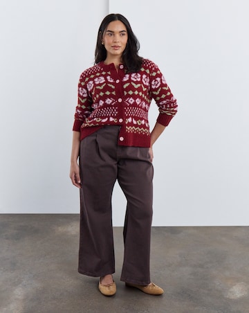 Floral Fair Isle Crew Neck Cardigan