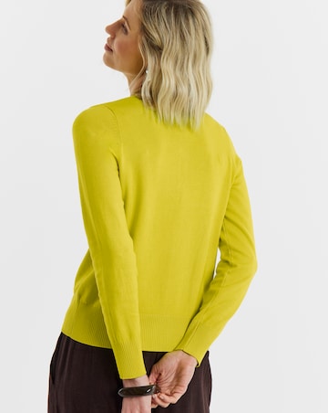 Fine Knit Crew Neck Cardigan