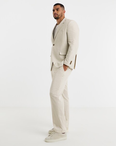 Jack & Jones Premium Martin Linen Blend Suit Trouser - Natural