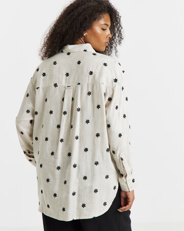 Simply Be Daisy Embroidered Linen Mix Shirt