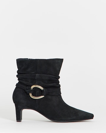 Naomi Suede Pointed Slouch Kitten Heel Ankle Boots - Extra Wide Fit (EEE)