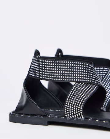 Jade Stretch Cross Flat Sandals - Wide Fit (E)