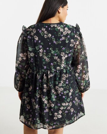 Simply Be Ditsy Print Bow Detail Skater Dress