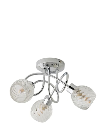 ValueLights Reyka 3 Way Cross Over Chrome Ceiling Light Swirl Glass
