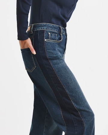 Dark Blue Authentic Side Stripe Wide Leg Jeans