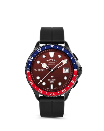 Rotary AMOLED GPS Calling Black Silicone Smart Watch