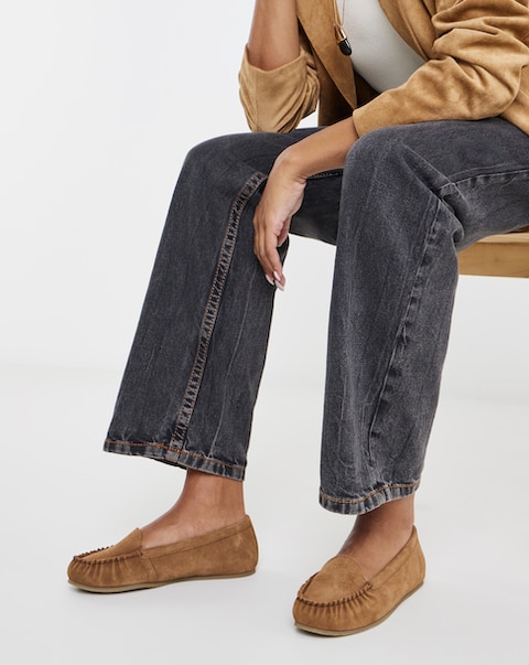 Gretel Suede Puckered Flat Loafers - Extra Wide Fit (EEE)
