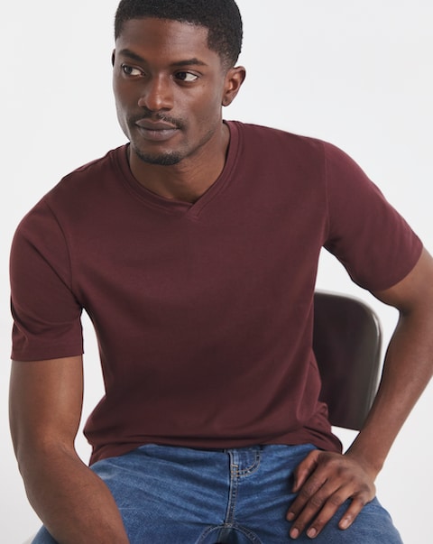 Pure Cotton V Neck T-Shirt Long