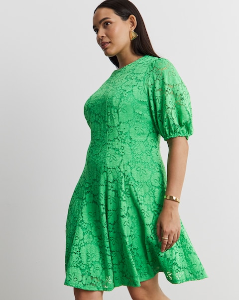 Joanna Hope Green Lace Skater Dress