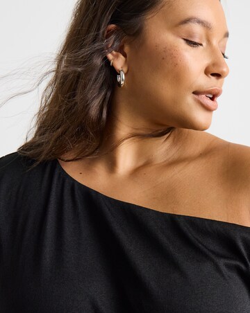 Simply Be Black Off The Shoulder Short Sleeve Top