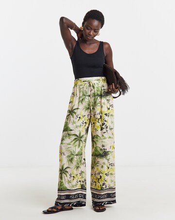Linen Mix Wide Leg Trousers