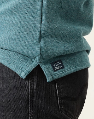 FatFace Short Sleeve Pique Polo - Dark Teal Blue
