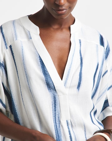 Printed Linen Mix Tunic Top