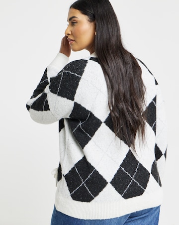 Bow Applique Argyle Jumper