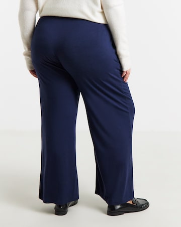 Navy Jersey Elasticated Waist Wide Leg Trouser