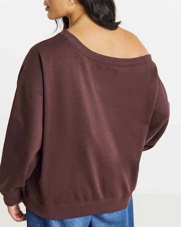 Simply Be Chocolate Off The Shoulder Sweatshirt