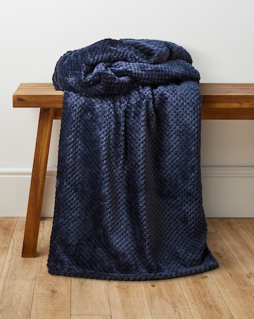 Waffle Fleece Throw - Navy