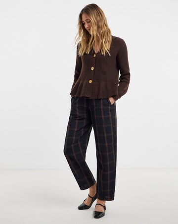 Navy Check Tie Waist Barrel Leg Trouser Co-ord
