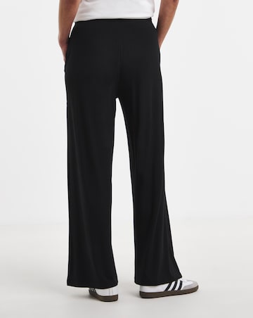Black Jersey Wide Leg Trousers