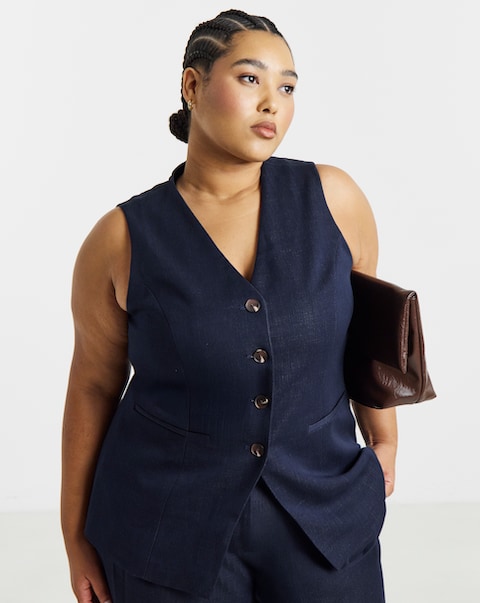 Simply Be Indigo Denim Look Waistcoat