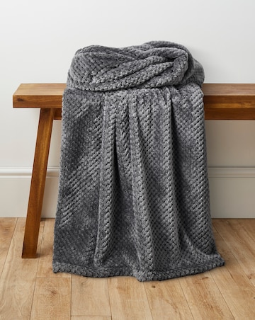 Waffle Fleece Throw - Charcoal