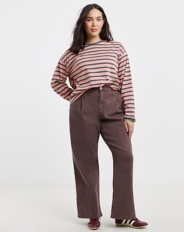Simply Be Stripe Long Sleeve Scallop Edge T-Shirt