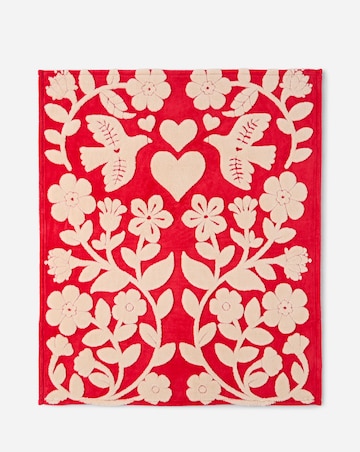 Jacquard Folk Floral Fleece Fur Throw
