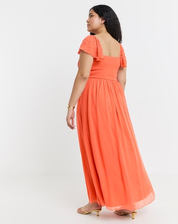 Little Mistress Frilled Sleeve Maxi Occasion Dress