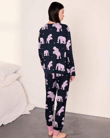 Chelsea Peers Classic Long Sleeve Crew Neck Elephant Pyjama Set
