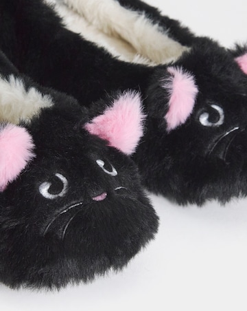 Brandy Cat Fluffy Ballerina Slippers - Wide Fit (E)