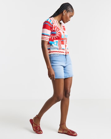 Short Sleeve Graphic Print Cardigan