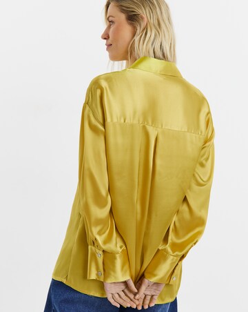 Chartreuse Satin Long Sleeve Shirt