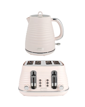 Salter Ripple Rapid Boil Kettle & Salter Ripple 4 Slice Toaster - Pink Bundle