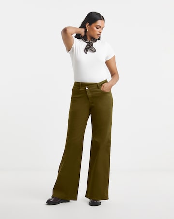 Olive Crossover Straight Leg Jeans
