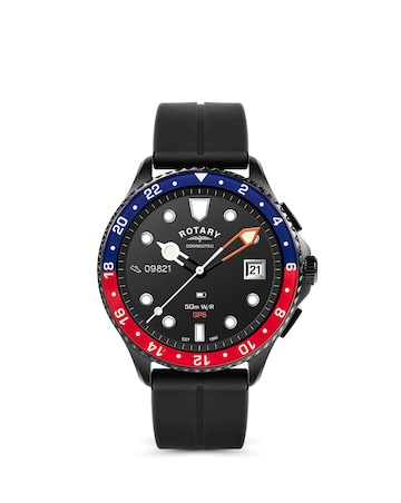 Rotary AMOLED GPS Calling Black Silicone Smart Watch